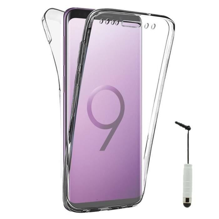 Pour Samsung Galaxy S9+- S9 Plus 6.2" : Coque Silicone Gel ultra mince 360° protection Avant et Arrière + mini Stylet -