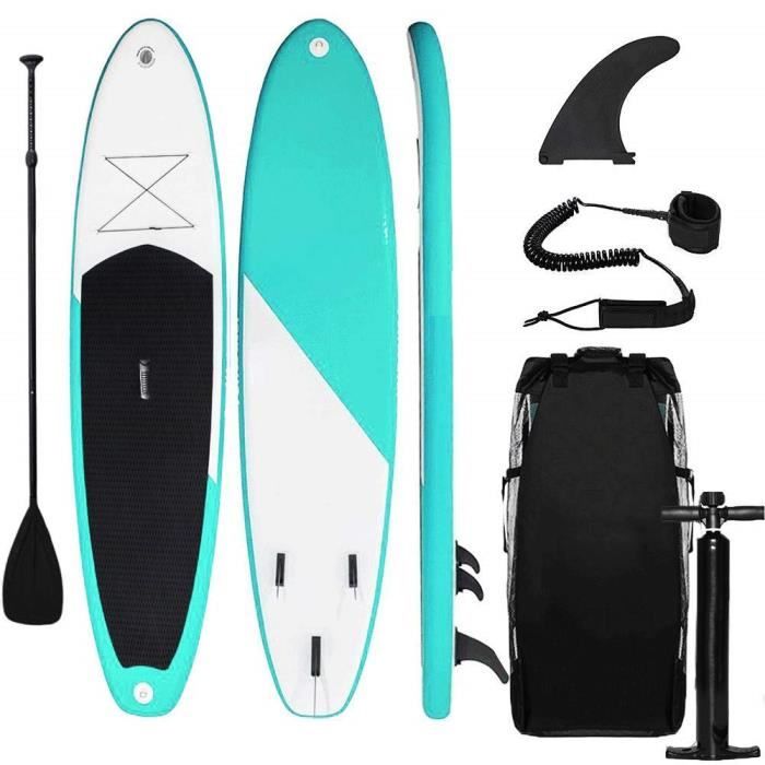 Sudoo Stand Up Paddle Gonflable 300x75x15cm (Ép), Pompe Haute Pression, Pagaie/Leash/Sac, Aileron Central Amovible, Kit de Répa