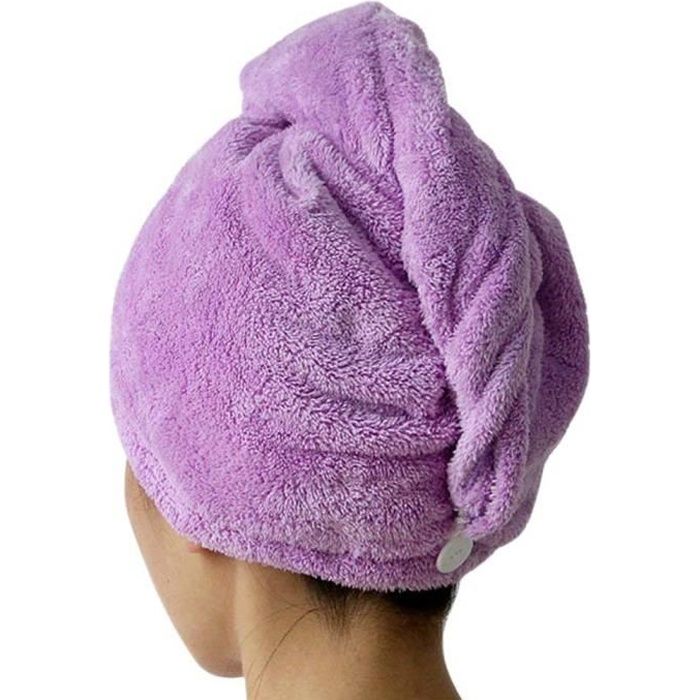 Séche Serviette Bain Microfibre Séchage Rapide Serviettes Soin Cheveux Serviette Wrap (Violet)
