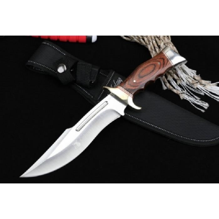 Grand Couteau De Survie « Columbia » Type Rambo Acier Inoxydable Etui Ceinture