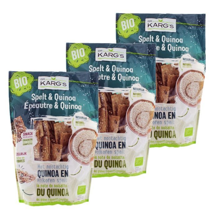 Lot 3x Mini crackers épeautre et quinoa BIO - Dr Karg's - Sachet 110g