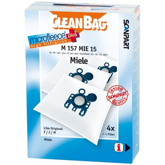 Sacs à vide + Filtres Scanpart M157MIE15 Microfleese Sac à poussière Miele F - J - M 4 pièces