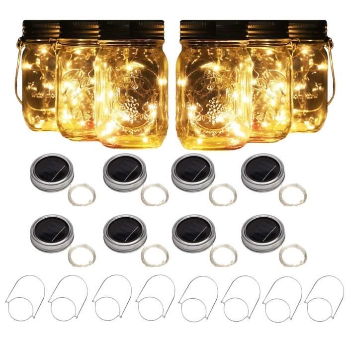 3-6 Pack solaire Mason Jar lumière avec poignées, 10 Led chaîne fée luciole lumières couv - Modèle: 3Pack-Multicolor - MILEDCA00559