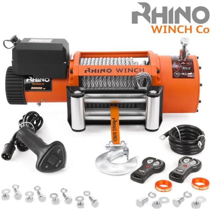 Rhino Treuil Électriques 9071 kg - 12v - Câble en Acier