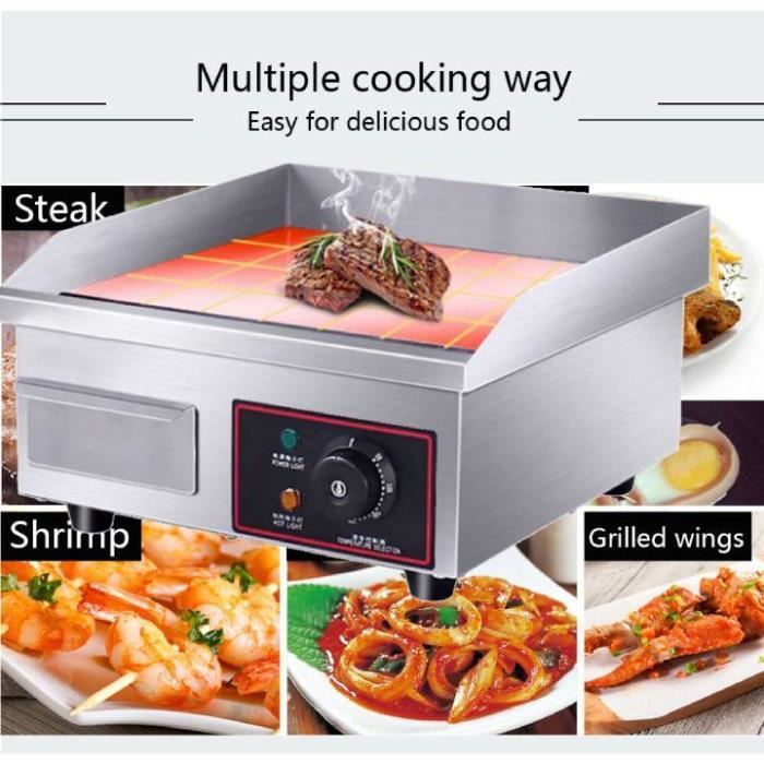 Plancha Grille Électrique avec Tiroir Barbecue Plaque de Cuisson 3KW Pro BBQ 220 ~ 240V