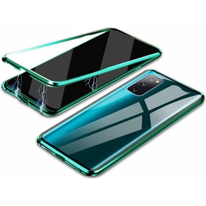 Coque Galaxy S20 FE, Étui Adsorption Magnétique Double face Verre trempé Couverture pour Samsung Galaxy S20 FE 4G-5G -Vert