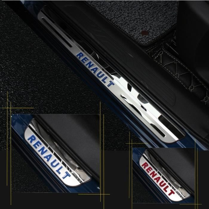 Argent -Pour voiture autocollant accessoire Renault Kadjar seuil de porte seuil plaque de protection en acier inoxydable seuils de p