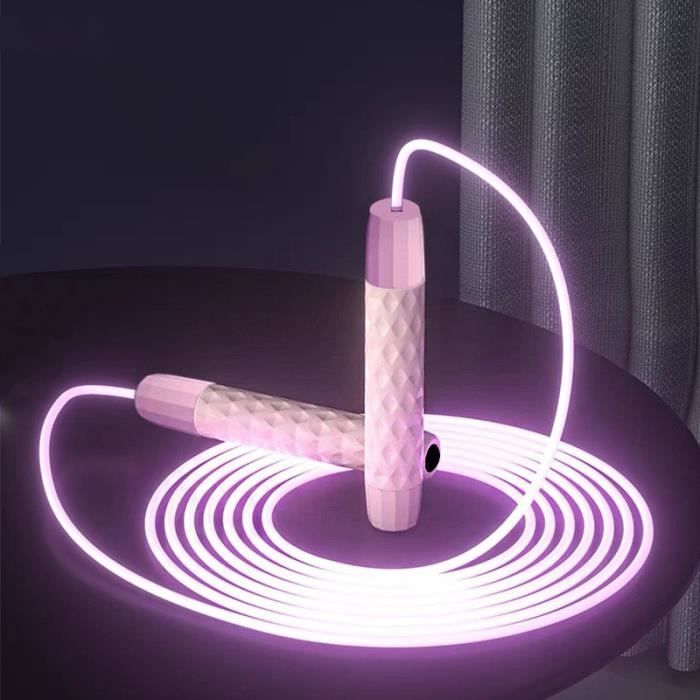 Rose brillant - Corde à sauter lumineuse pour hommes et femmes, sans emmêlement, vitesse rapide, Crossfit, pr