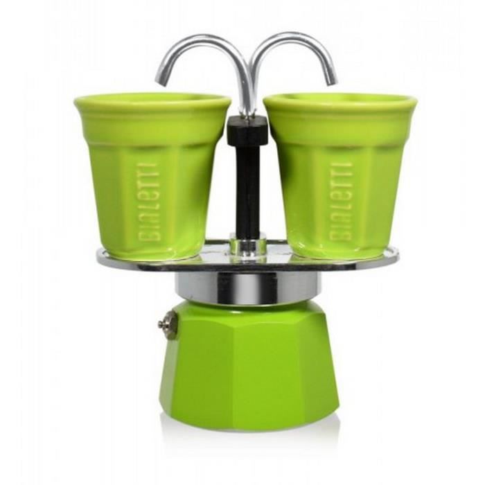 Bialetti - cafetière italienne + 2 tasses bicchierini vert - 0006192