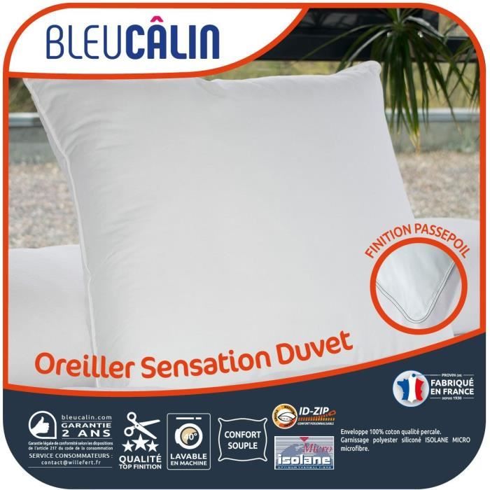 BLEU CALIN Oreiller Sensation Duvet - Blanc