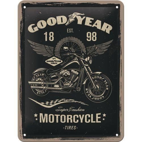 Plaque en métal 15 X 20 cm : Goodyear pneus motos
