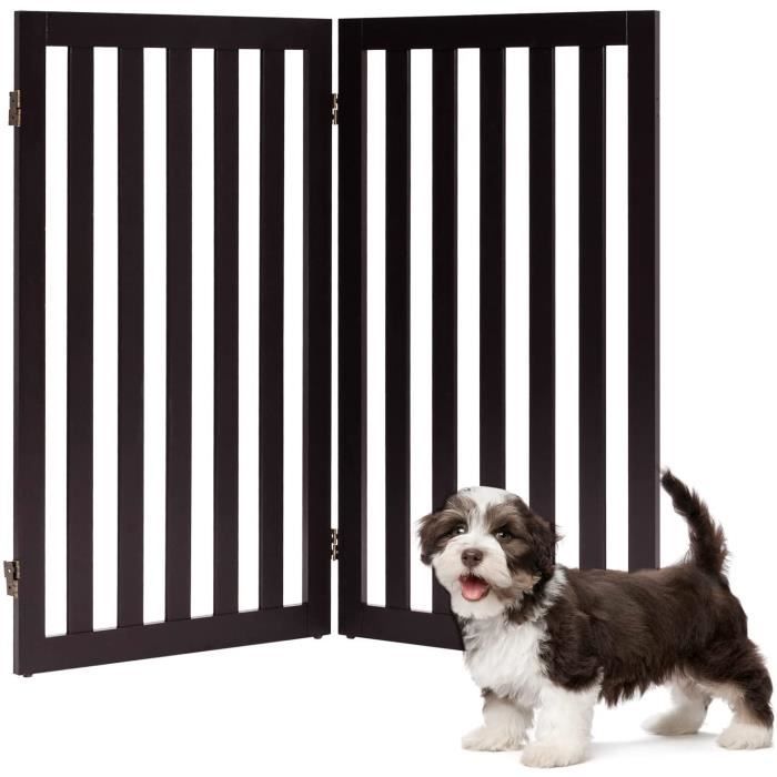 GOPLUS Barrière de Protection Pilable pour Animaux de Compagnie avec 2 Panneaux Tournables sur 360 °,50 x 1,5 x 89CM,Marron