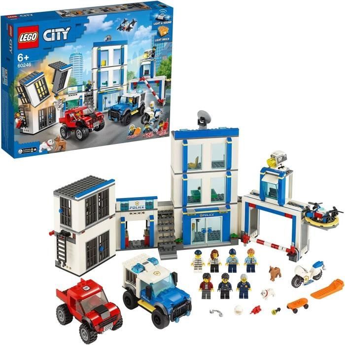 LEGO® City 60246 Le commissariat de police, Jouets de Camion, Moto, Minifigurines pour Enfant Filles Garçons 6 ans et +