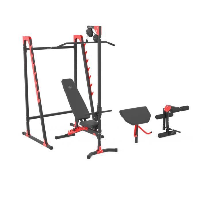 Marbo Sport set MH26 - Banc de musculation + support + entraîneur de jambes + station de traction lat MH-W104 + bureau curl