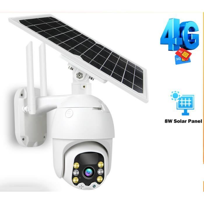 Caméra de surveillance extérieure IP 3G/4G 8W 1080P, dispositif de sécurité sans fil, avec panneau solaire et batterie Rechargeable