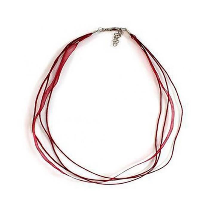 Accessoires création colliers ras ou tour de cou fil coton et organza 5 pièces Bordeaux
