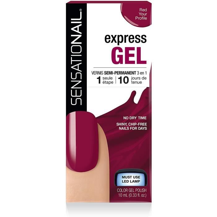 SENSATIONAIL Vernis gel semi-permanent Express Gel Red Your Profile 3en1 - Rouge