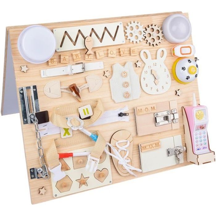 Tableau Occupé Montessori Toys Cadeau pour Garçons et Filles de 1 à 4 Ans Activités Préscolaires pour Tout-petits Jouets de