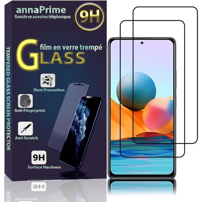 VCOMP® Pour Xiaomi Redmi Note 10 Pro 6.67-: Lot - Pack de 2 Films de protection d'écran Verre Trempé Plein écran de Couleur - NOIR