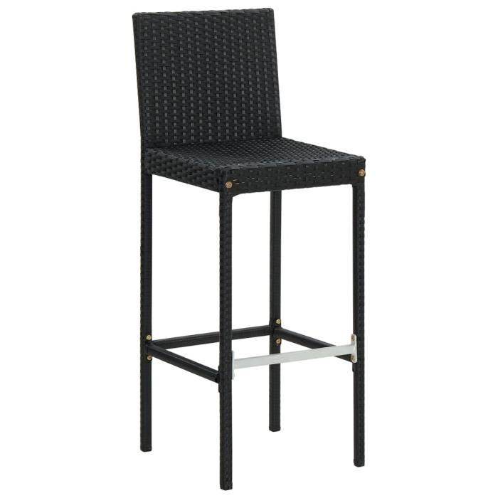 Tabourets de bar de jardin et coussins 2pcs Noir Résine tressée YIN