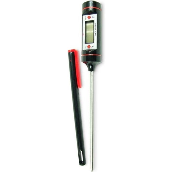 YOKO DESIGN Thermomètre digital pour sucre et confitures noir et rouge