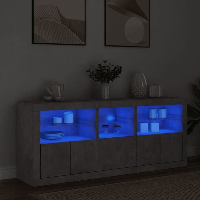 vidaXL Buffet avec Lumières LED Armoire avec Porte Meuble de Rangement Organisateur de Salle de Séjour Intérieur 3208998