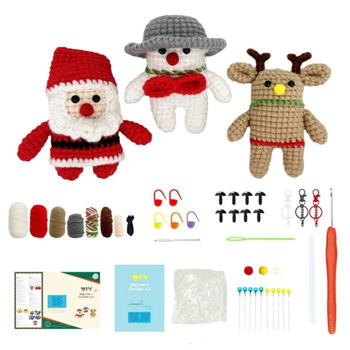 CROCHET BOX Kit De Crochet Pour Débutants – 2 PCS Kit De Crochet Porte-clés Vache Highland, Apprendre à Crocheter, Comprend Fil à Tricoter Facile