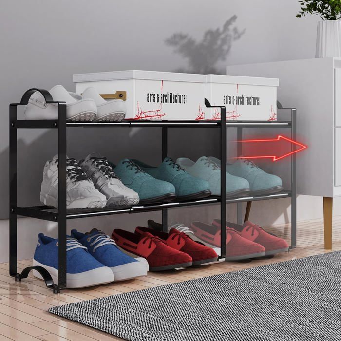 étagère Rangement Chaussures Entrée Support Mural Pour 4 Paires De Bottes - Rangement Métallique Anti-rouille Pour Entrée Organisateur Entrée Garage