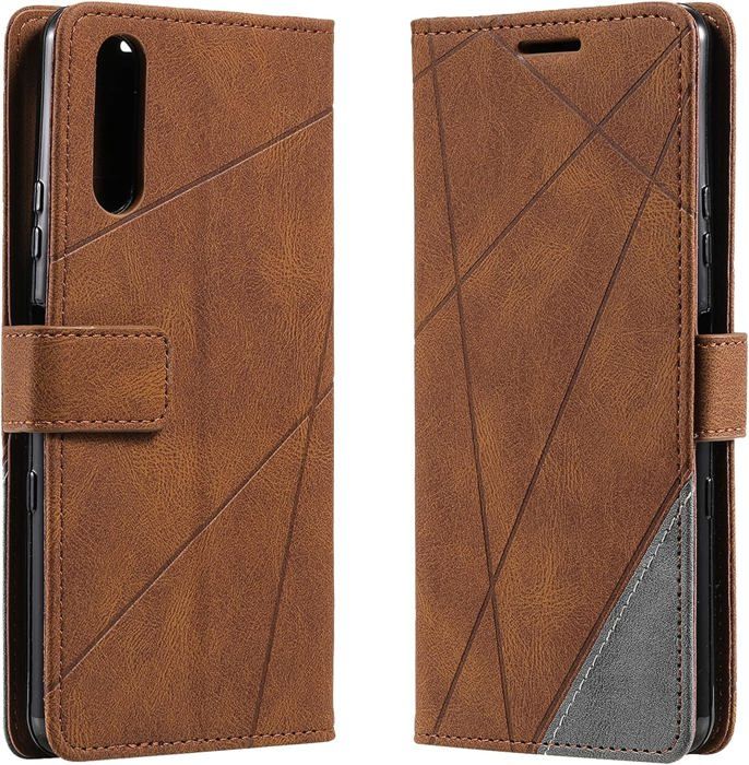 Coque Portefeuille Sony Xperia 10 VII - Cuir PU, Blocage RFID, Fentes Pour Cartes, Support Intégré - Marron