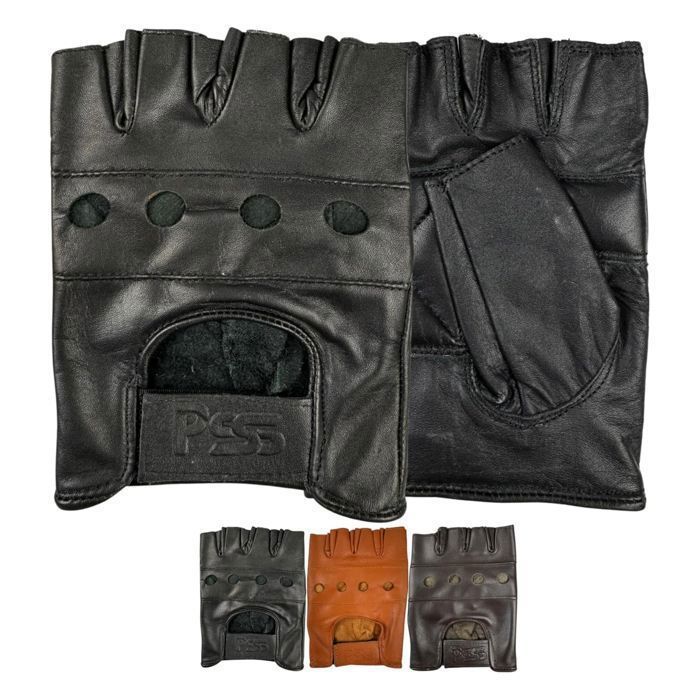 Gants Cuir Sans Doigts LEIBOCHAO - Mitaines Homme/Femme Pour Conduite, Vélo Et Moto