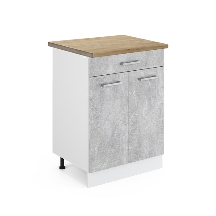 Meuble cuisine R-Line 60cm avec tiroir PT Chêne Béton/Blanc Vicco 45956