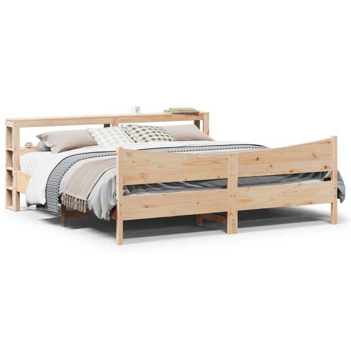 vidaXL Cadre de lit avec tête de lit 180x200 cm bois de pin massif 3306294
