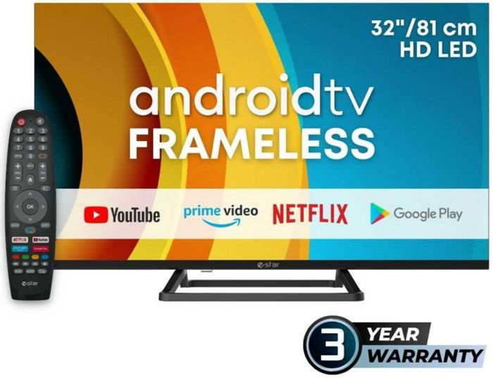 Televiseur led Estar TV Android 32 82 cm 2K HD LEDTV32A3T2 Noir