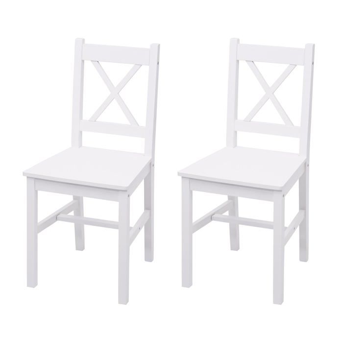 Lot de 2 chaises de cuisine design rustique en bois de pin blanc 04_0007353 Lot de 2 chaises de cuisine design rustique en bois de pin blanc 04_0007353