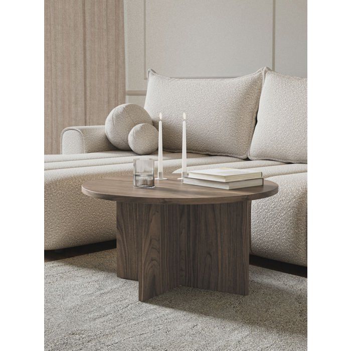 Table basse ronde - OVO - 76x76 - noyer Wisconsin