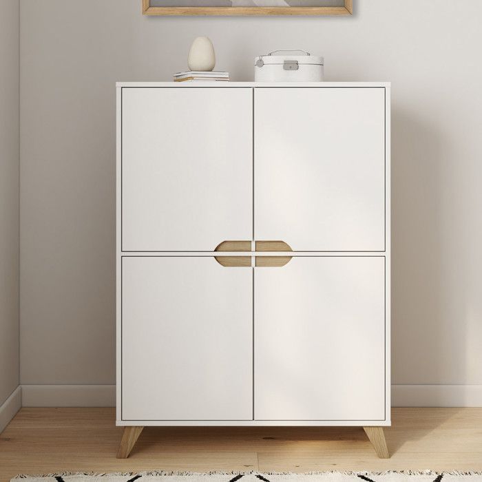 ID MARKET buffet HELSINKI 4 portes 80 cm Scandinave blanc