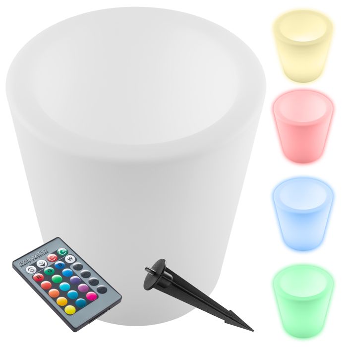 Pot lumineux - TECTAKE - Cylindre lumineux LED pot de fleur sceau à champagne 16 couleurs RGB et 5 modes déclairage - 38 x 40 cm Pot lumineux - TECTAKE - Cylindre lumineux LED pot de fleur sceau à champagne 16 couleurs RGB et 5 modes déclairage - 38 x 40 cm
