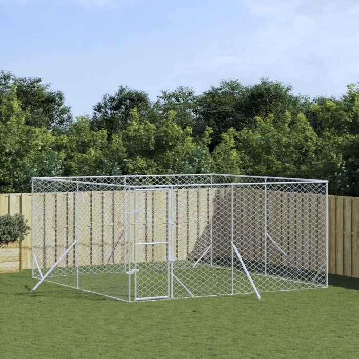 CLARENCE Chenil - VIDAXL - Pour multiples utilisation - pour chiens argenté 4x4x2 m acier galvanisé FR433