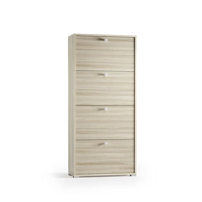 MEUBLE À CHAUSSURES EN BOIS TEINTÉ ORME AVEC 4 PORTES À DOUBLE PROFONDEUR