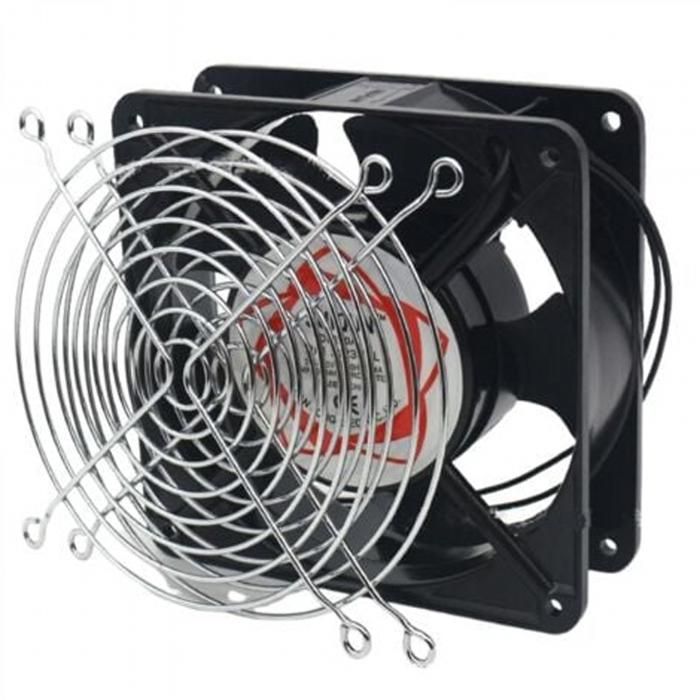 Ventilateur axial pour cassette de cheminée insérable haute températurede pales métalliquessilencieux et universel.120x120x38mm