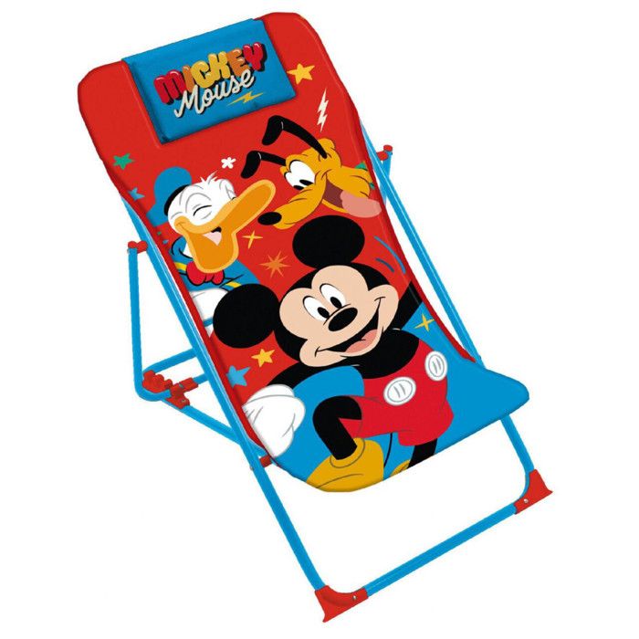 Chaise longue pliante - Mickey - Multicolore - Pliable - Résistant pour enfants