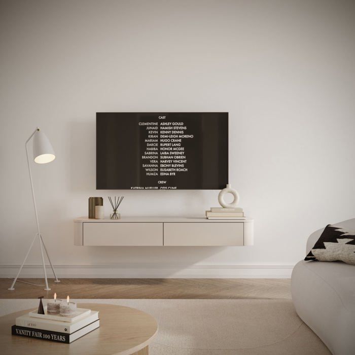Meuble TV mural – LUVIO SLIM – 140 cm – gris cachemire