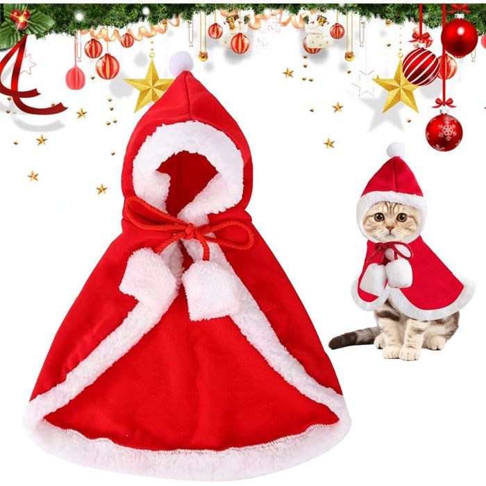 Déguisement de Noël pour animaux - MICH - Costume Père Noël - Pour chien et chat - Taille M - Cosplay - Fête de Noël