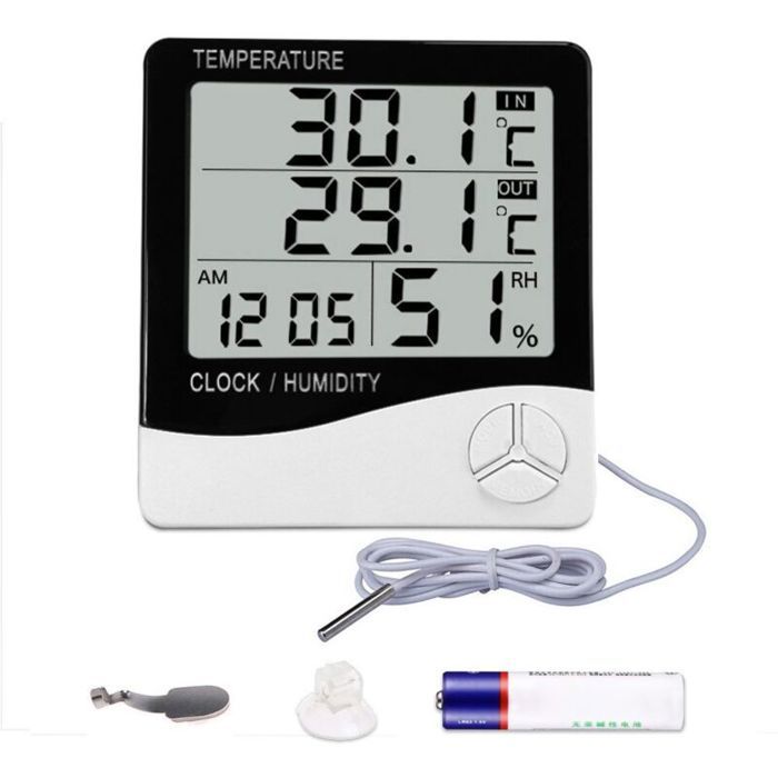 Thermomètre hygromètre numérique moniteur dhumidité de la température intérieure et extérieure thermohygromètre pour bureau à d