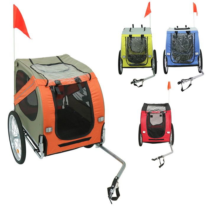 KEDIA Remorque Vélo Pliable pour Chiens Couleur Orange Tissu Oxford+Cadre en Acier Deux Points Dentrée Excellente Ventilation