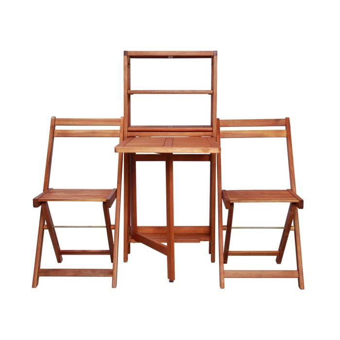 Mobilier de bistro pliable (3 pcs) CLARENCE® Table et 2 chaises de jardin Bois dacacia solide 50x82 5x116cm C2029573