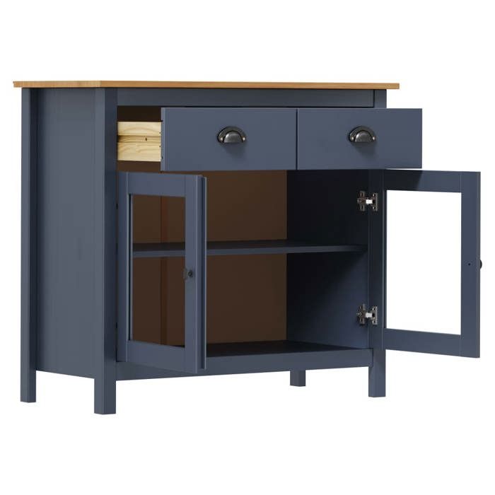 (4948)Commode - contemporain - Buffet rangement - Hill Gris 90x40x80 cm Bois de pin solide poid:21.2 kg
