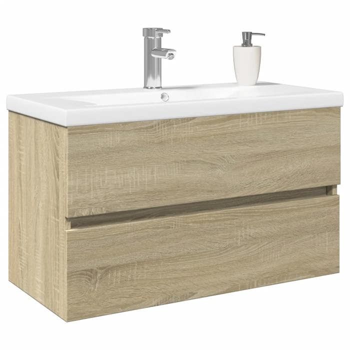 (7709)Meuble rangement - contemporain - Ensemble de meubles de bain 2pcs céramique et - bois dingénierie poid:34.21 kg