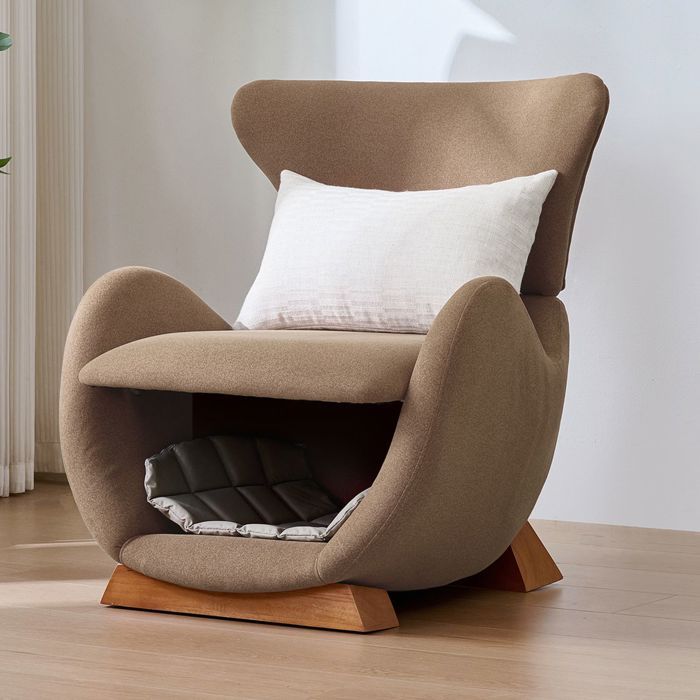 Fauteuil lounge - SOGEU - Requin-baleine - Tissu anti-griffures - Refuge intégré pour chats - Mousse haute densité