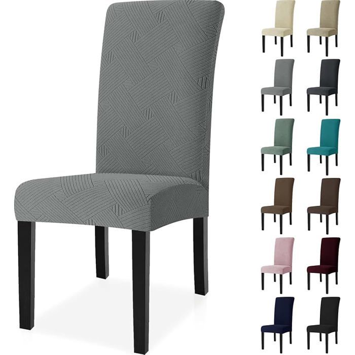 Housse de Chaise 6 Pièces Extensible Housse Chaise Salle à Manger Universel Housse pour Chaise Housses 6 Pièces Gris Clair